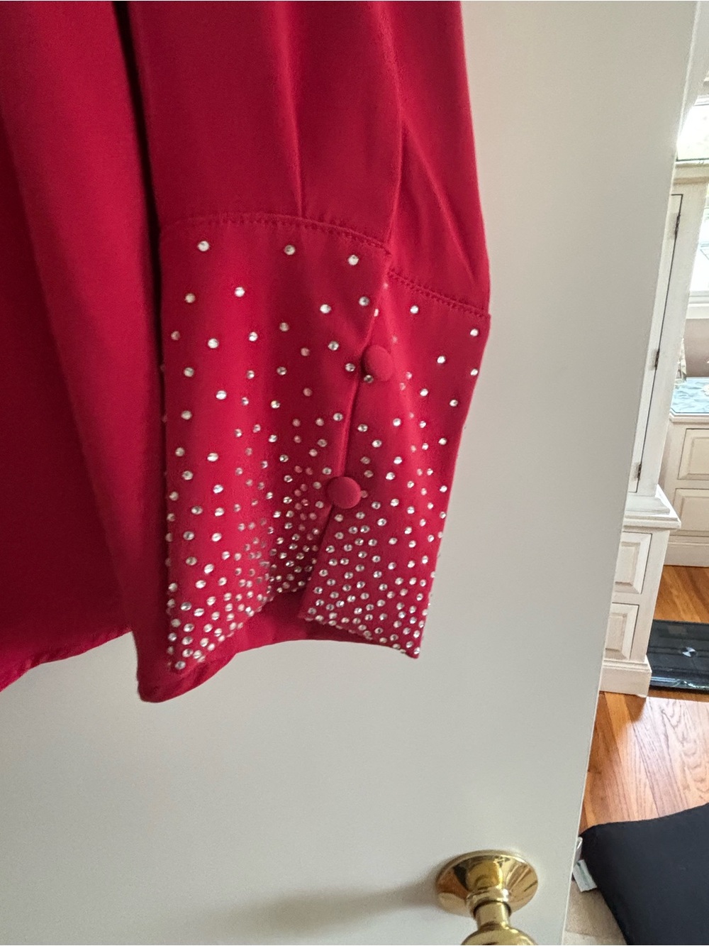 Ruby Red Embellished Cuff Blouse - Joan Rivers - Picture 2 of 4